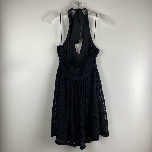 Free People So Sweetly Halter Dress Eyelet Black Womens Size 2 - Picture 9 of 12